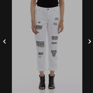 Michael Kors Rhinestone bling White Distressed relaxed fit mid rise straight leg